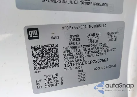 2023 GMC Sierra 1500 2Wd Short Box Pro from USA, damaged, VIN 1GTPHAEK1PZ252563